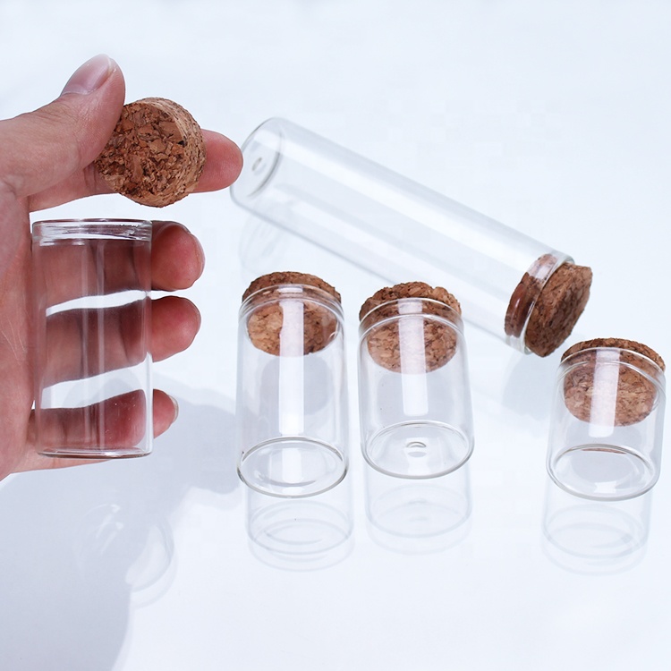 40ml mini glass jar glass Borosilicate tube bottle with cork top for saffron herb tea package