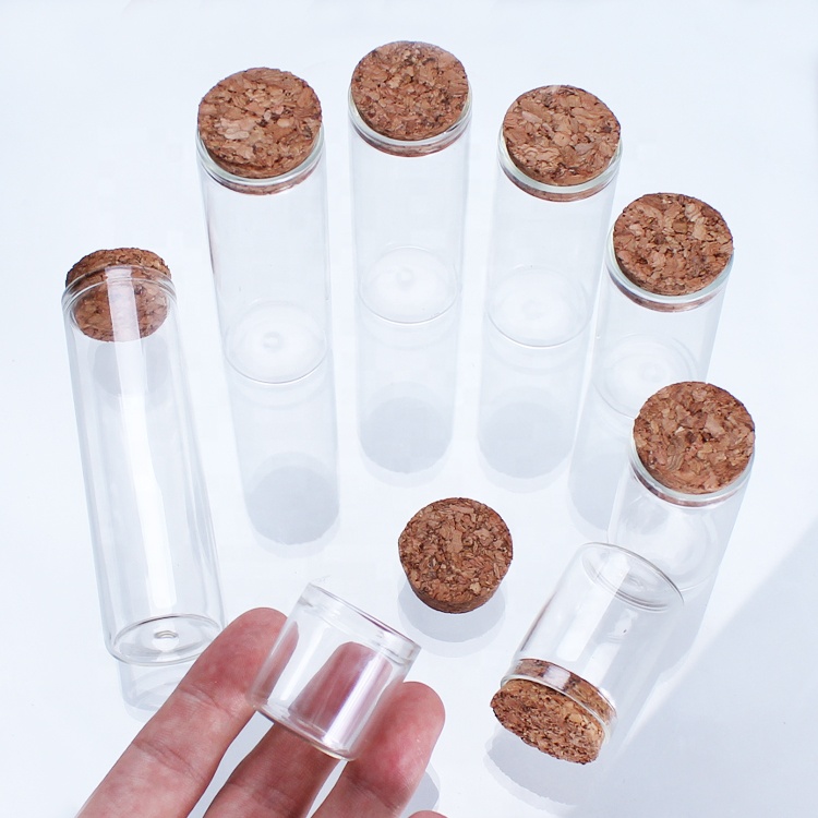 40ml mini glass jar glass Borosilicate tube bottle with cork top for saffron herb tea package