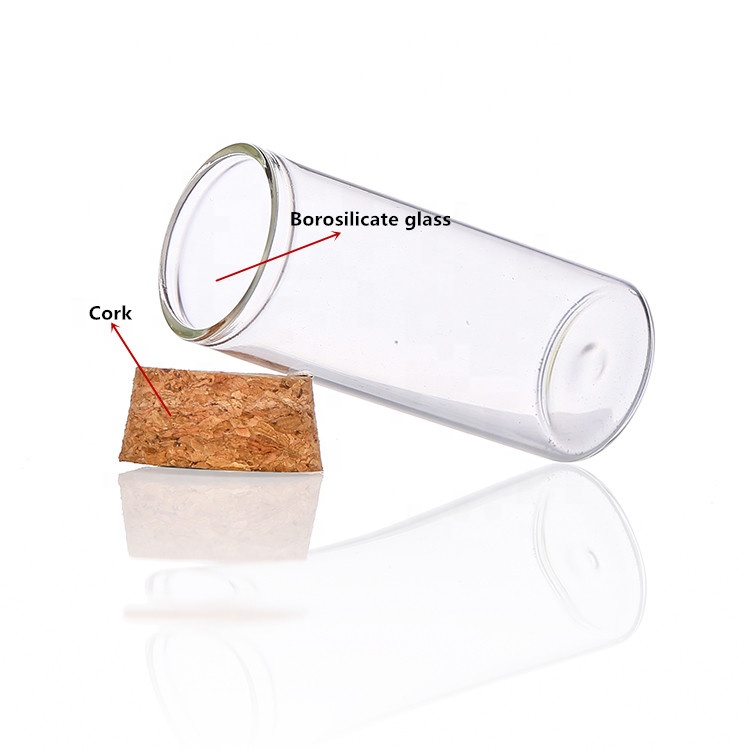 40ml mini glass jar glass Borosilicate tube bottle with cork top for saffron herb tea package