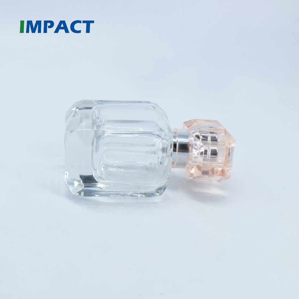 40ml square perfume spray bottles with pump sprayer and clear pink cap