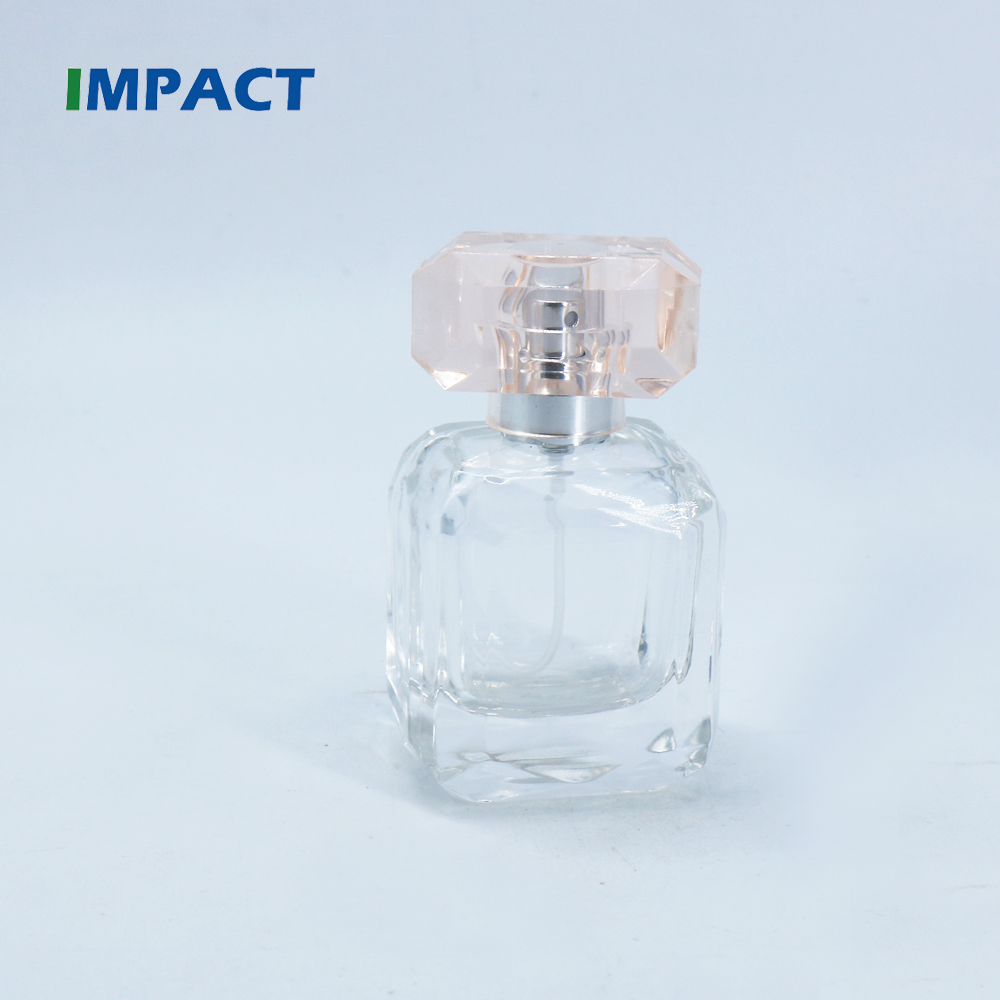 40ml square perfume spray bottles with pump sprayer and clear pink cap