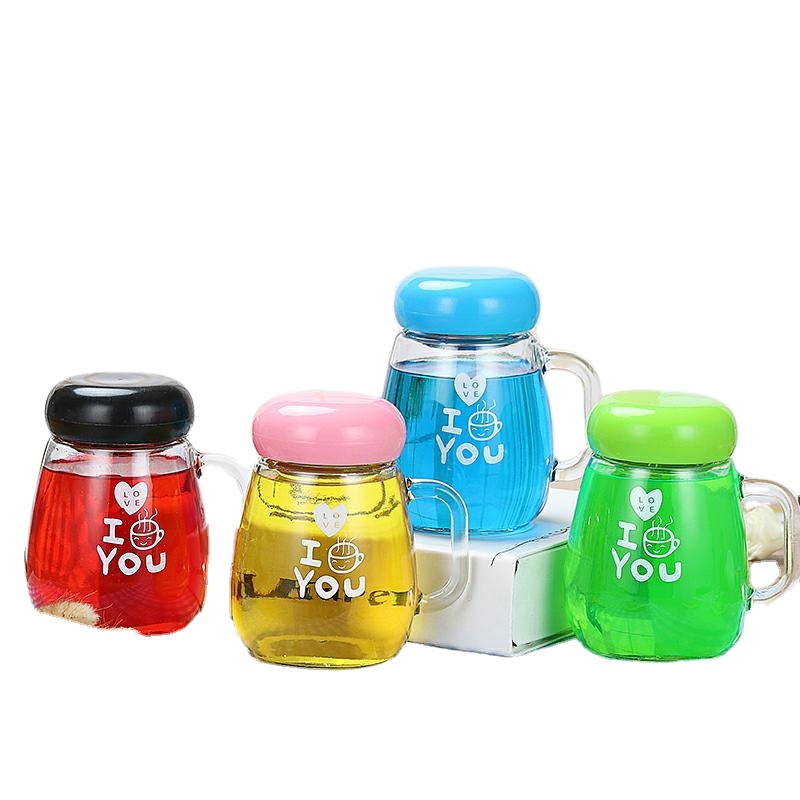 420ml customized logo glass cup samll and fat water bottle glass bottles screw cap for beverage