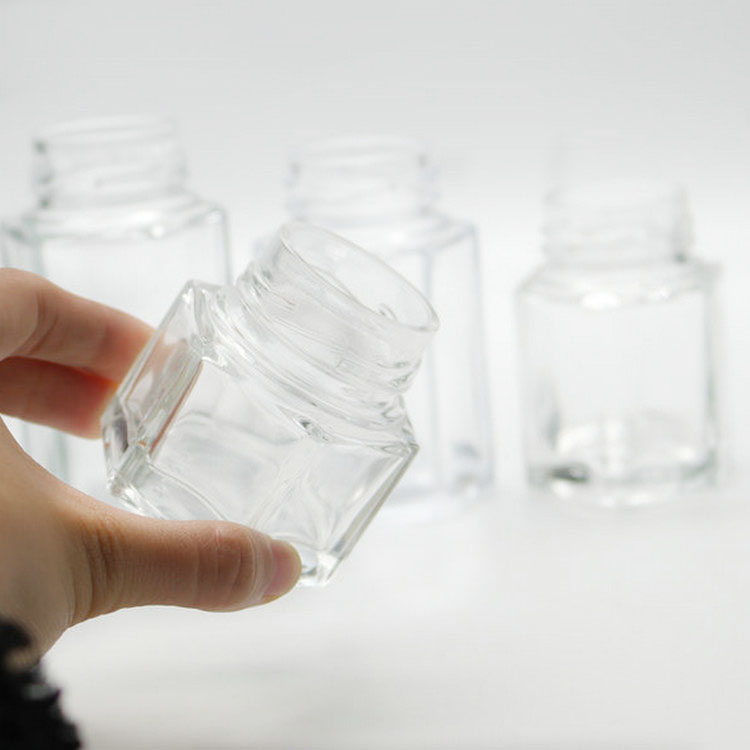 45 ml Clear Glass 6-Sided Hexagon Jar