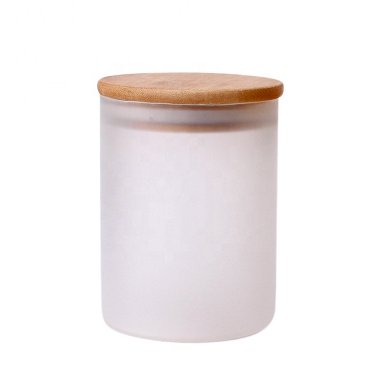 450ml 15oz large frosted Borosilicate Glass food Storage Canister Jar with Airtight Bamboo Lid