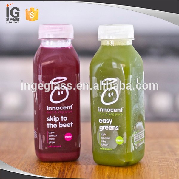 450ml 16oz square clear glass juice bottles for sale
