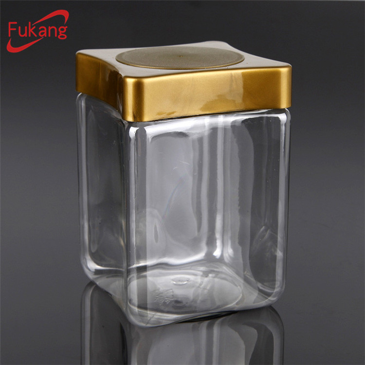 450ml Food Grade Clear Plastic Coffee Jar with Square Screw Lid, Transparent PET Food Bottle for Powder