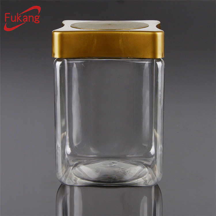 450ml Food Grade Clear Plastic Coffee Jar with Square Screw Lid, Transparent PET Food Bottle for Powder