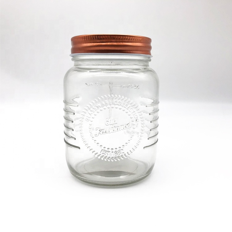 450ml custom engrave glass mason jar with rose gold lid