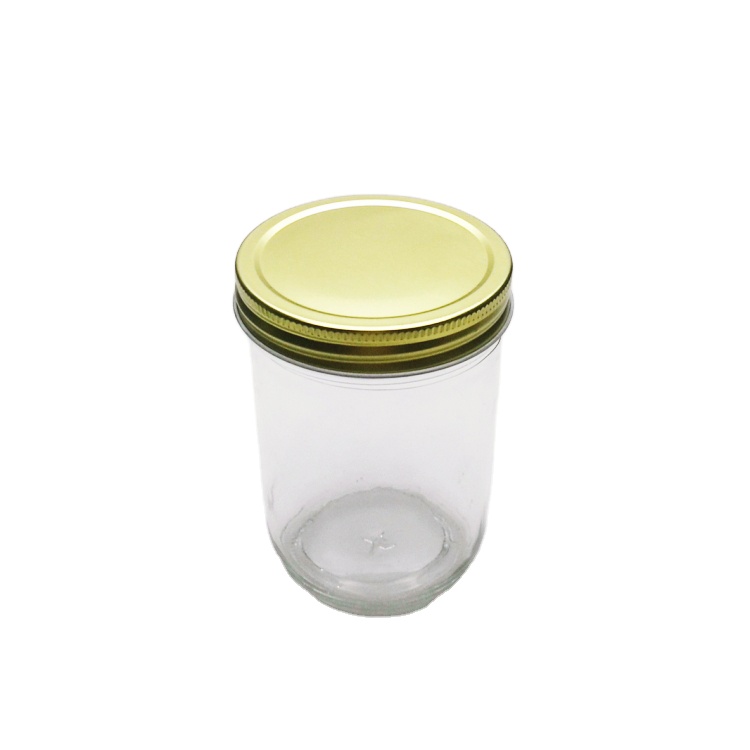 450ml food grade wide mouth cylinder mason jar glass storage jar with metal lid
