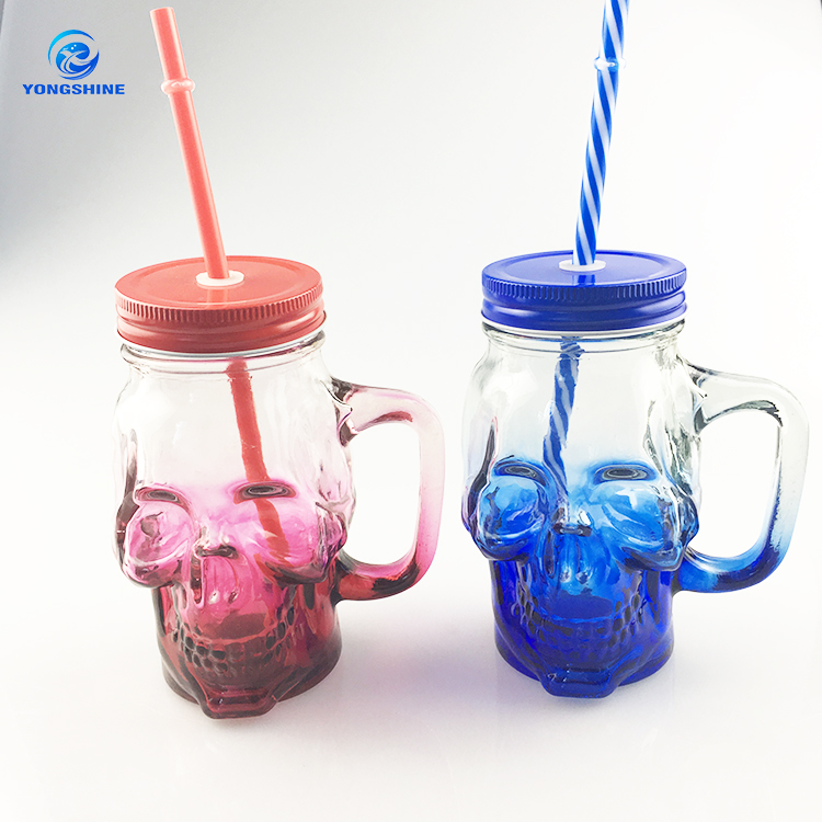 450ml skull shape mason jar with screw cap