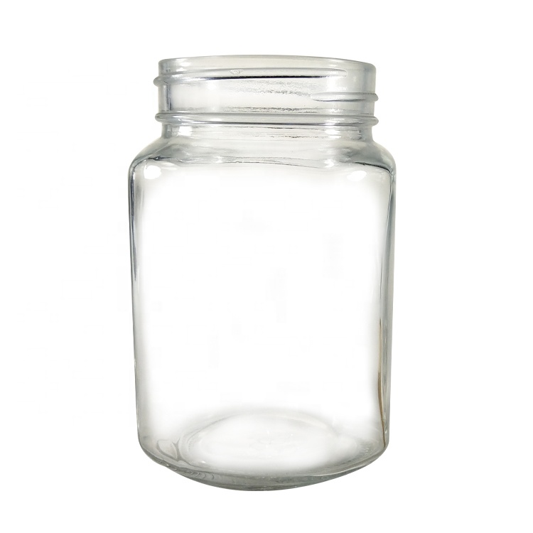 450ml square glass mason jar with wooden lid