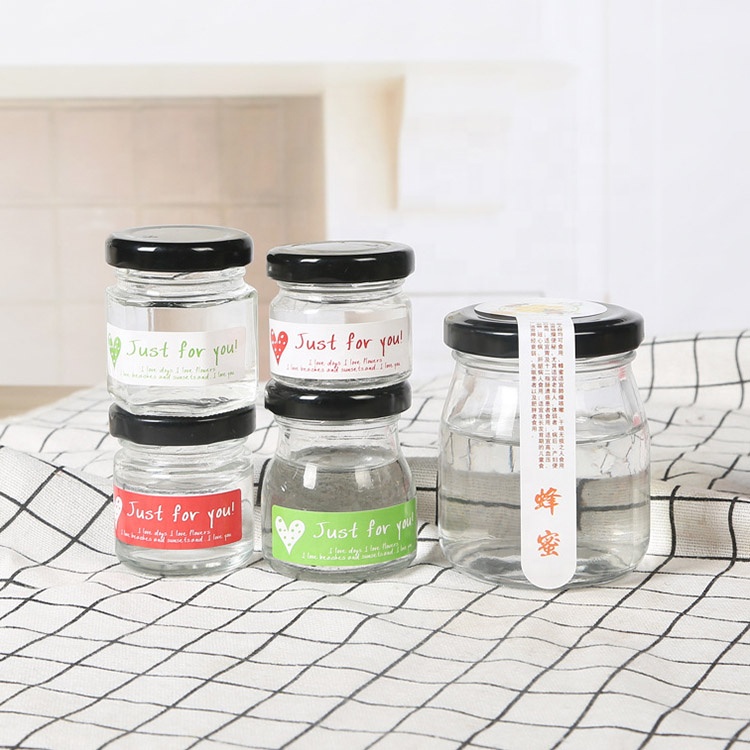 45ml 100ml 200ml Mini Transparent Glass Bottle Jam Jars Pudding Bottle Bird's Nest Bottle Small With Screw Lid
