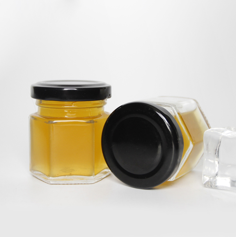 45ml 100ml Small Screw Top Food Packaging Container Hex Honey Storage Glass Jar