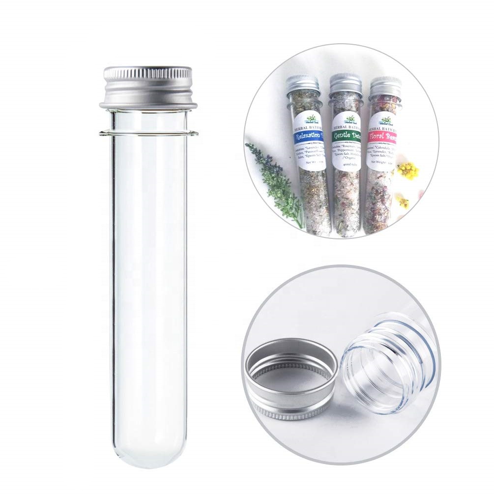 45ml 50ml 55ml 60ml Clear Plastic Test Tubes For Gumball Candy Storage, Bath Salt Vials, Kids Birthday Party Favors