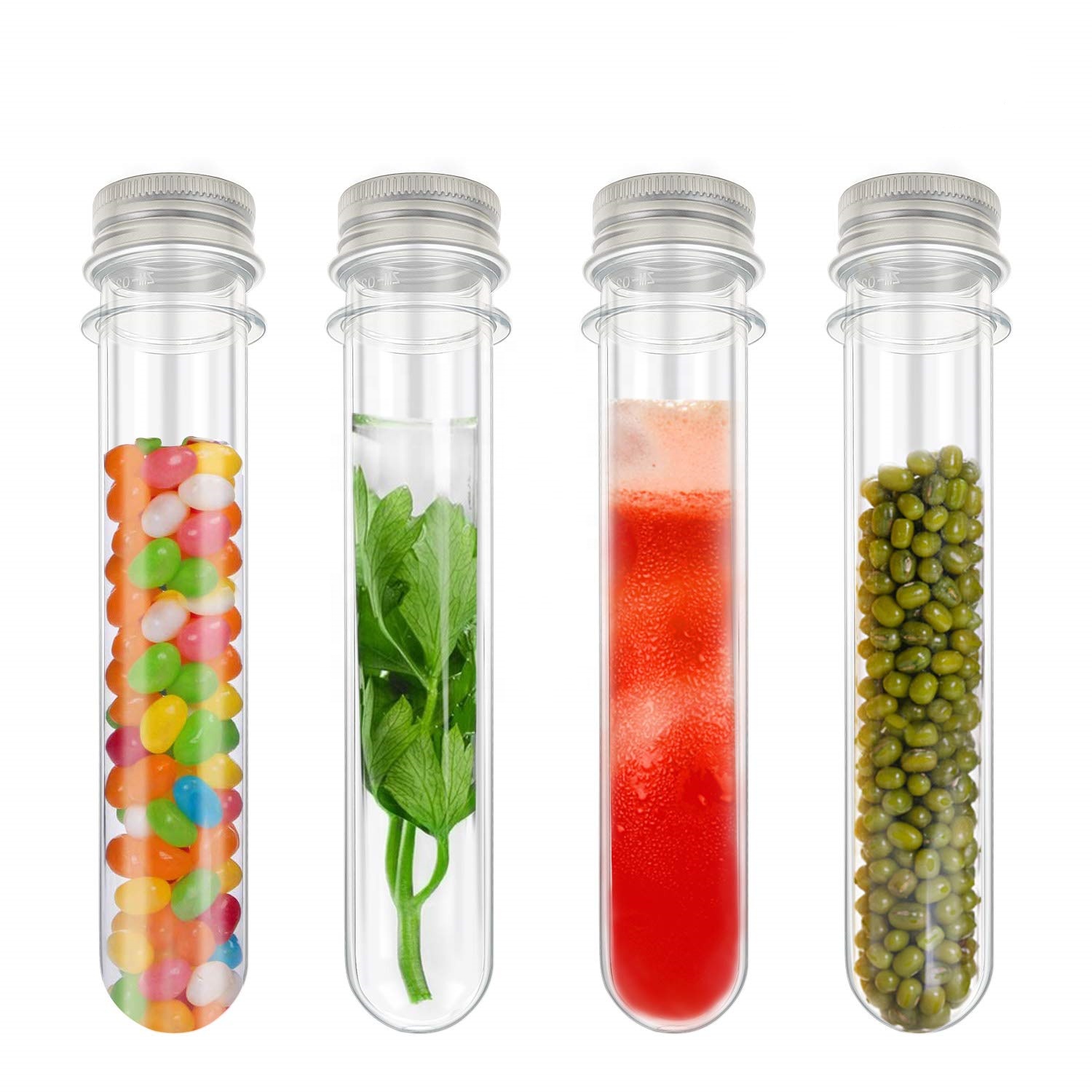 45ml 50ml 55ml 60ml Clear Plastic Test Tubes For Gumball Candy Storage, Bath Salt Vials, Kids Birthday Party Favors