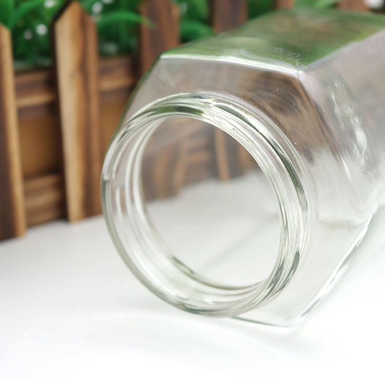 45ml 60ml 100ml 180ml 280ml 380ml 500ml 730ml hexagonal clear glass jar for jam and pickle with gold metal lid