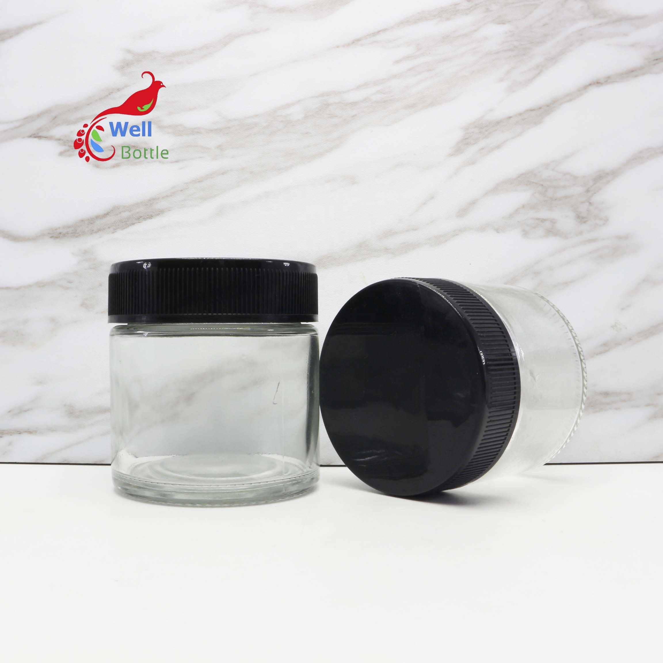 45ml 70ml 90ml 110ml 150ml 180ml 230ml 300ml child resistant glass jar packaging with childproof cap wholesale CRC-2B