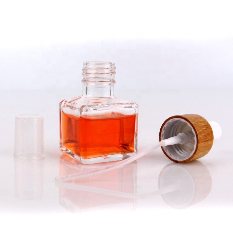45ml Square aroma glass bottle with bamboo cap sprayer