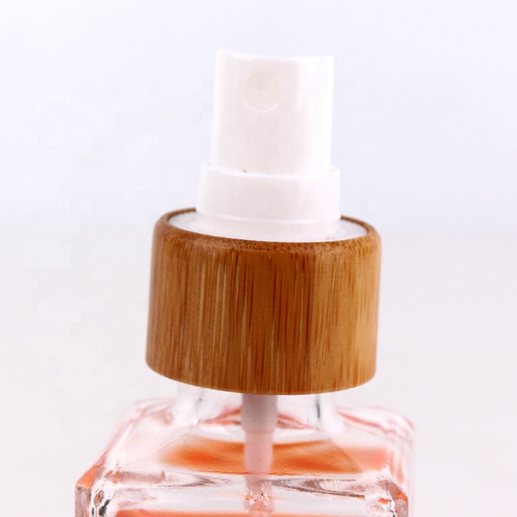 45ml Square aroma glass bottle with bamboo cap sprayer