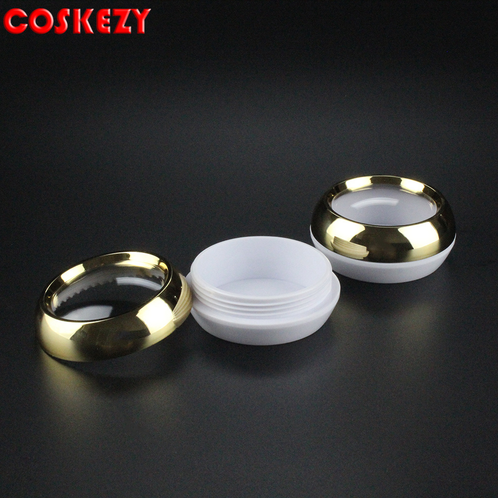 45ml Unique Round White Plastic Loose Powder Acrylic Container 45g Cosmetic Cream Jar with Gold Lid