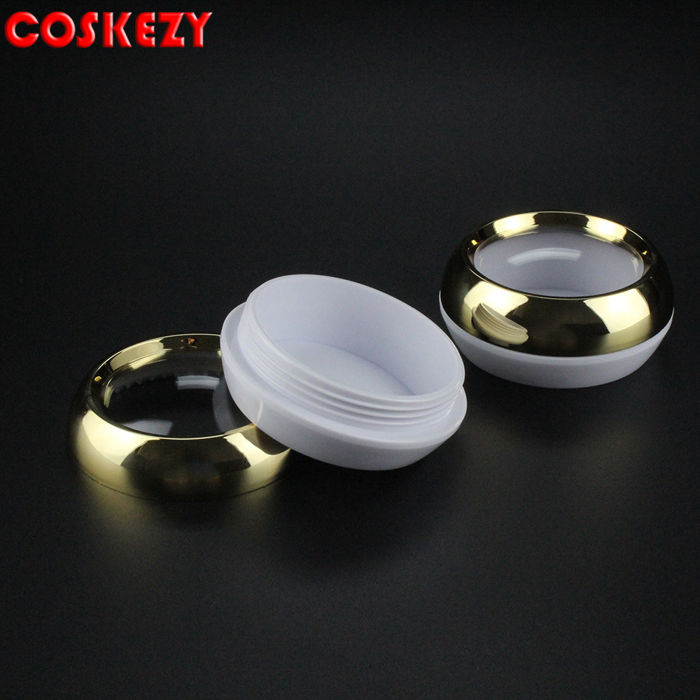 45ml Unique Round White Plastic Loose Powder Acrylic Container 45g Cosmetic Cream Jar with Gold Lid