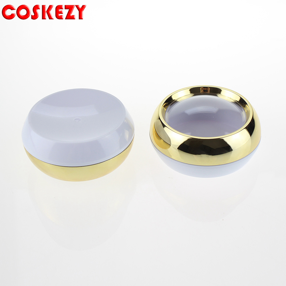 45ml Unique Round White Plastic Loose Powder Acrylic Container 45g Cosmetic Cream Jar with Gold Lid