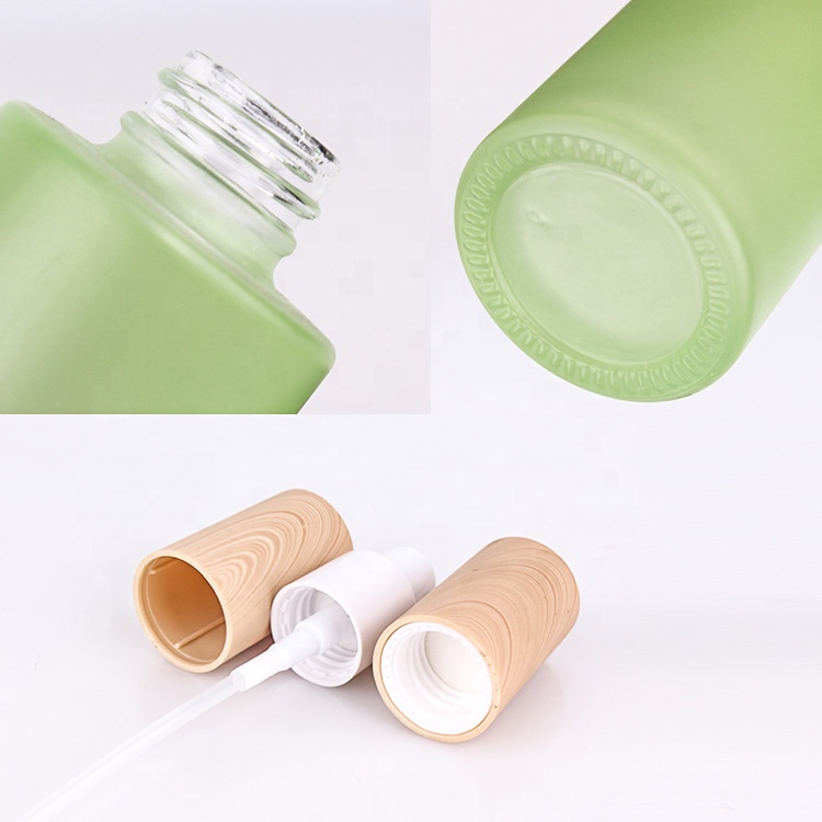 45ml frosted sprayed lotion glass bottle with sprayer pump lid