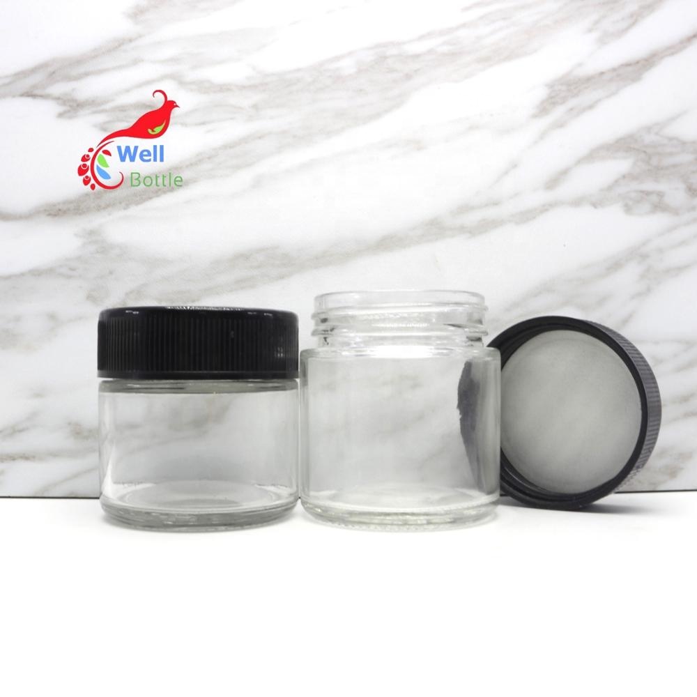 45ml small empty child resistant glass jar container cosmetic packaging with child proof cap CRC-15B