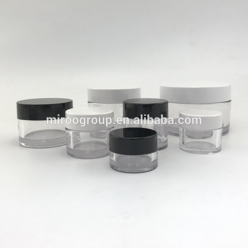 47mm neck 30ml 40ml 50ml 60ml 80ml PET clear empty jar with black white aluminum lids and seal liners included