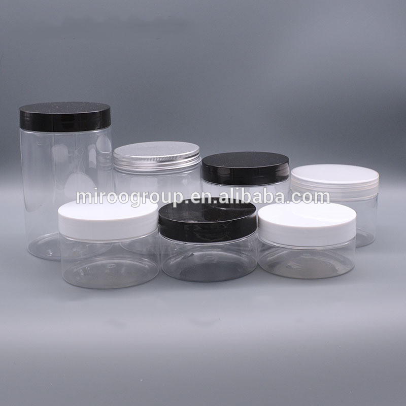 47mm neck 30ml 40ml 50ml 60ml 80ml PET clear empty jar with black white aluminum lids and seal liners included