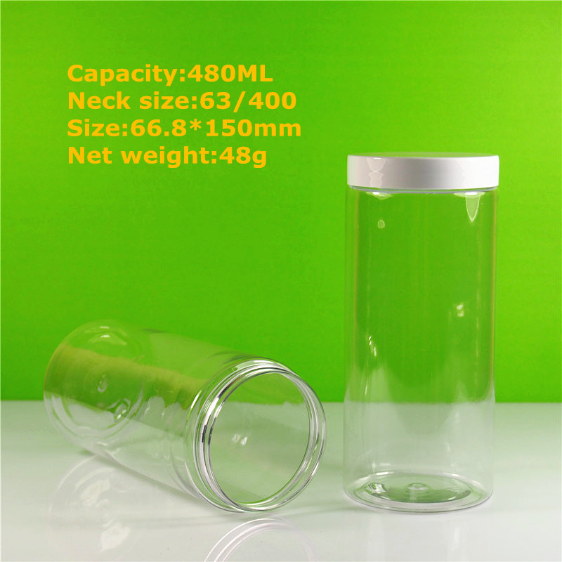 480ml 16 oz cylinder PET plastic canned food jar