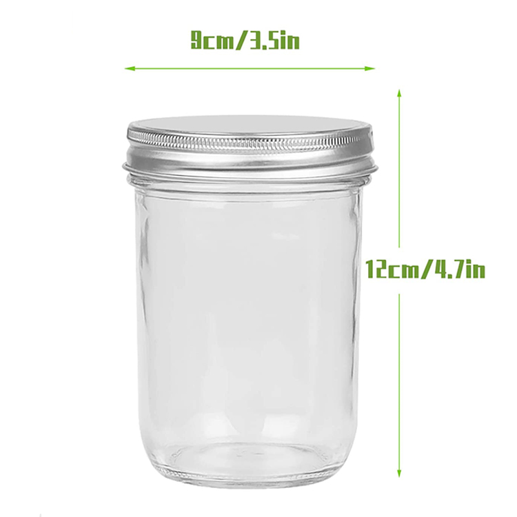 480ml Mason Jars 16oz Wide Mouth Glass Storage Jar with Metal Lid