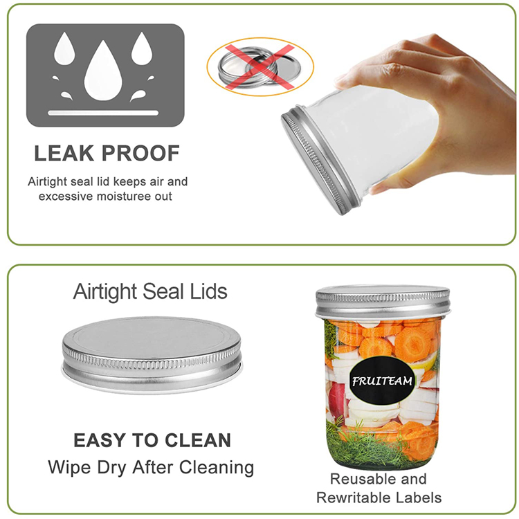 480ml Mason Jars 16oz Wide Mouth Glass Storage Jar with Metal Lid