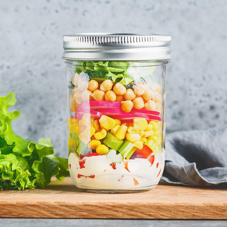 480ml Mason Jars 16oz Wide Mouth Glass Storage Jar with Metal Lid