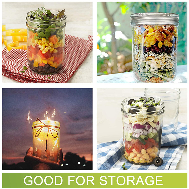 480ml Mason Jars 16oz Wide Mouth Glass Storage Jar with Metal Lid