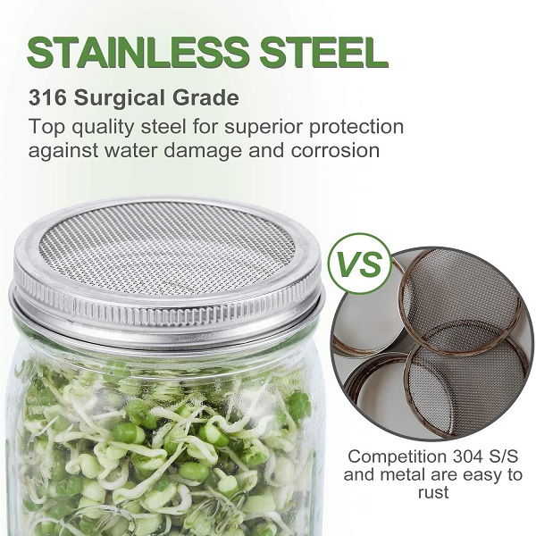 480ml Regular Mouth Sprout Glass Mason Jar with Stainless Lid