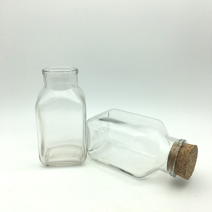 480ml Square shaped glass jar for food with cork