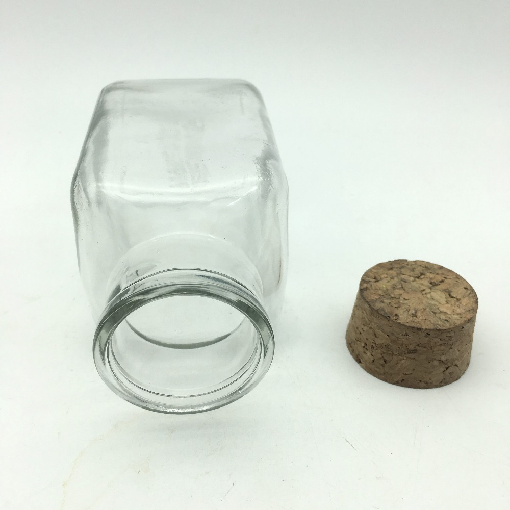 480ml Square shaped glass jar for food with cork