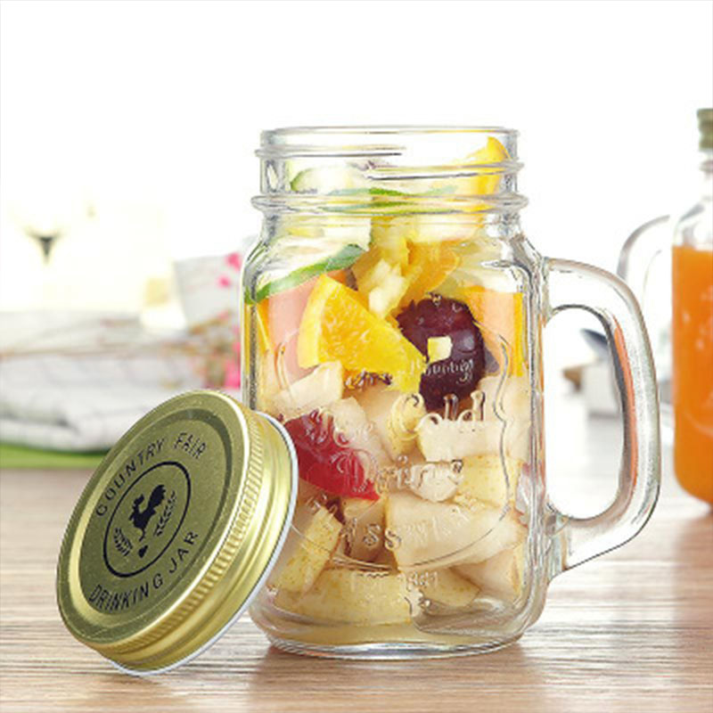 480ml glass with handle transparent beverage bottle juice cup