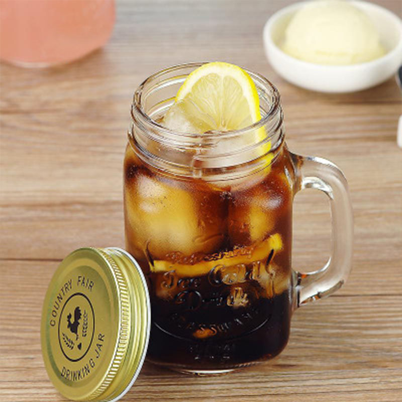 480ml glass with handle transparent beverage bottle juice cup