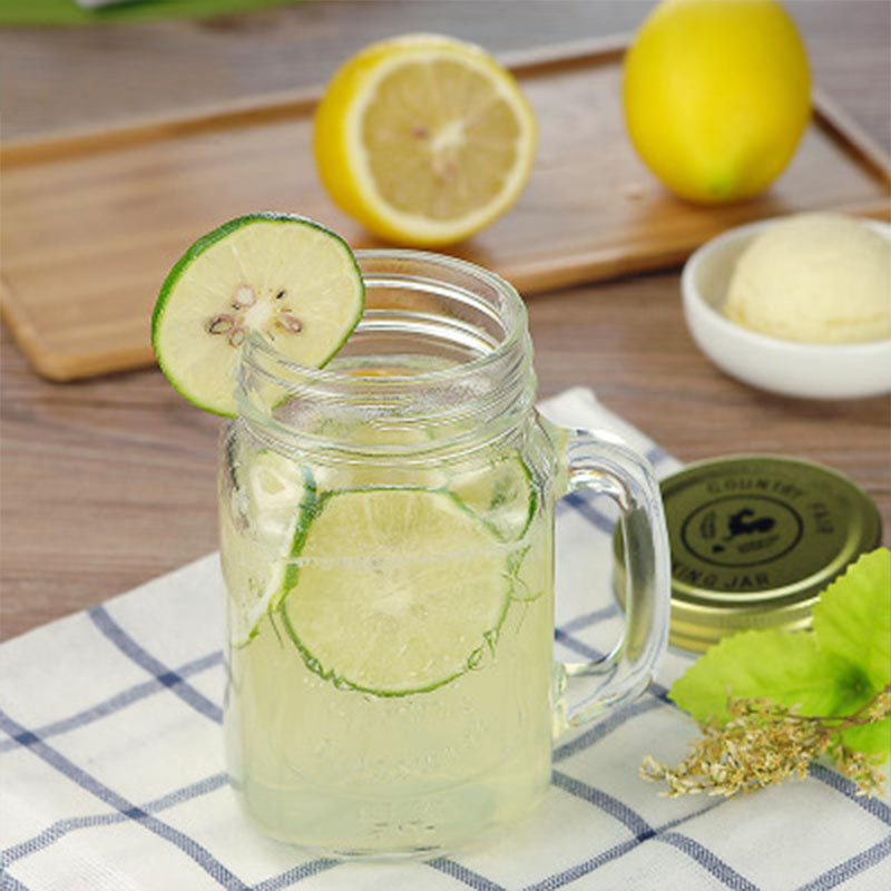 480ml glass with handle transparent beverage bottle juice cup