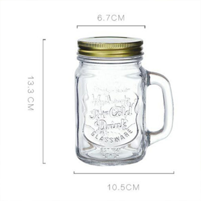 480ml glass with handle transparent beverage bottle juice cup