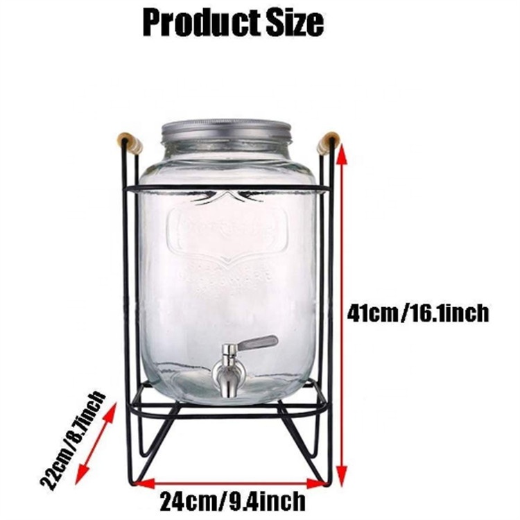 4L 5L 8L Glass Cold Drink Water Beverage Jars Dispenser with Rose Gold Stand