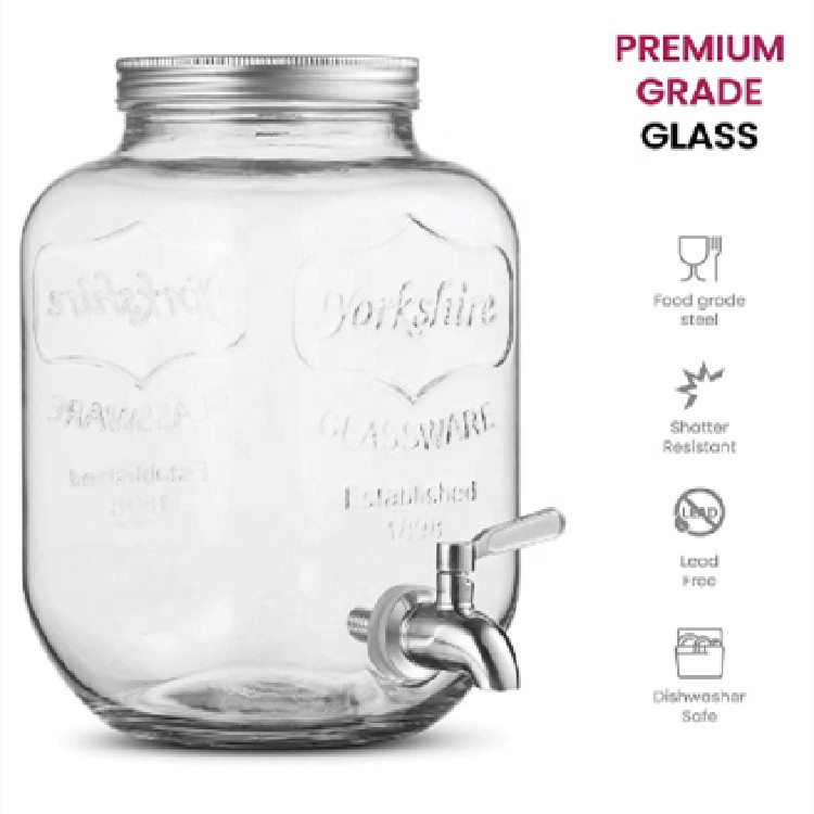 4L 5L 8L Glass Cold Drink Water Beverage Jars Dispenser with Rose Gold Stand