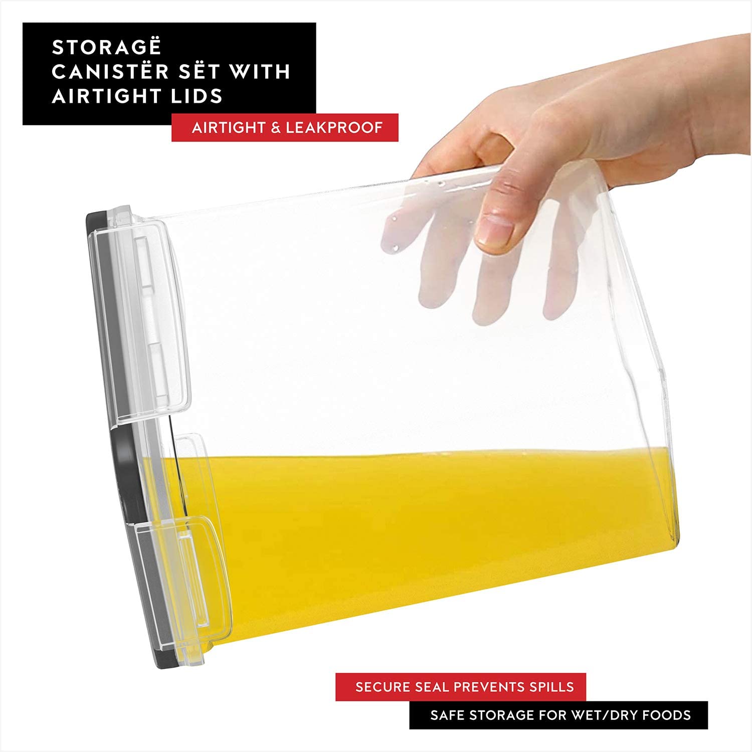 4L Airtight Plastic Storage Container Set Of 6 With Lids Cereal Container For Grains Dry Food Kitchen Pantry Organization