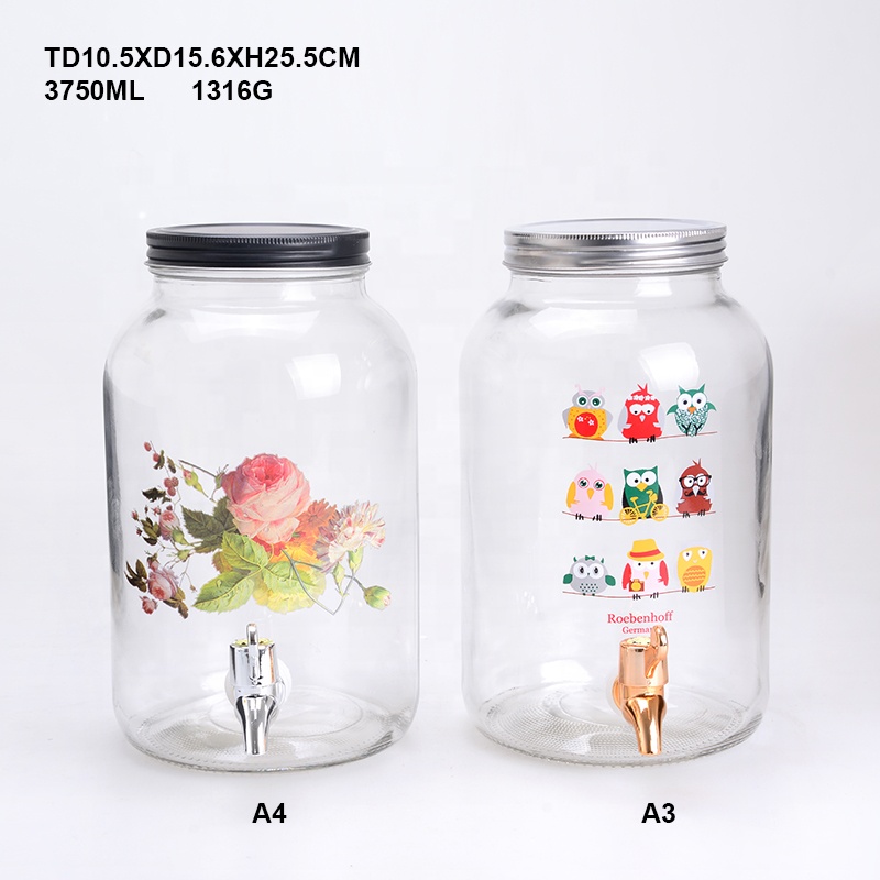 4L Round Glass Dispenser and Egg Cup Set