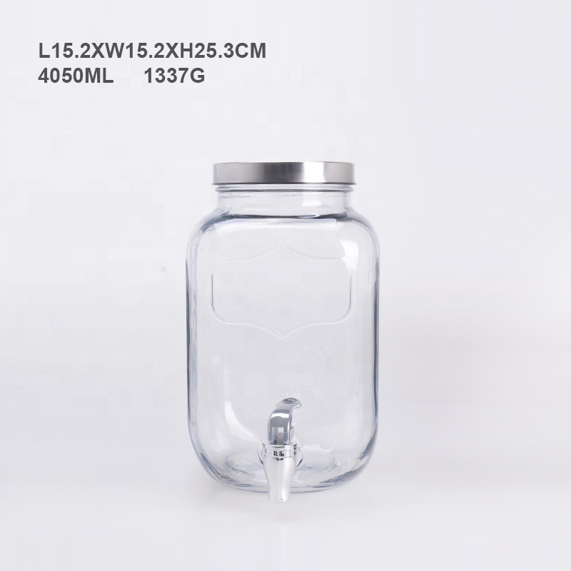 4L Square Double Glass Dispenser with Tap and Metal Rack