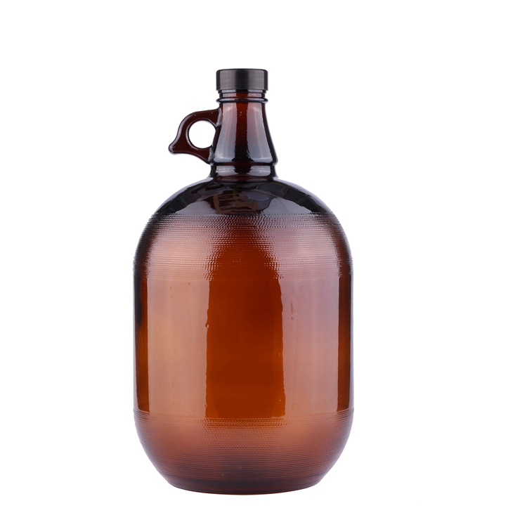 4L large capacity brown cylinder container amber empty beer glass bottles for sale