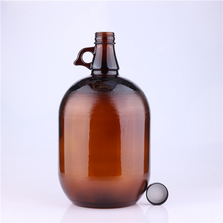 4L large capacity brown cylinder container amber empty beer glass bottles for sale