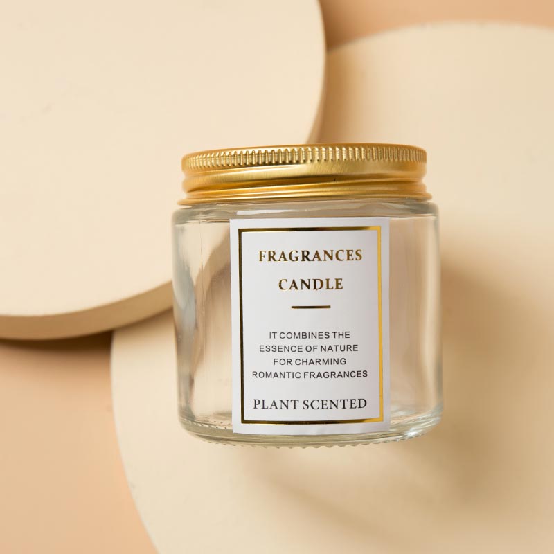 4OZ 120ML Clear Amber Customer Label Empty Glass Candle Jars With Metal Lids